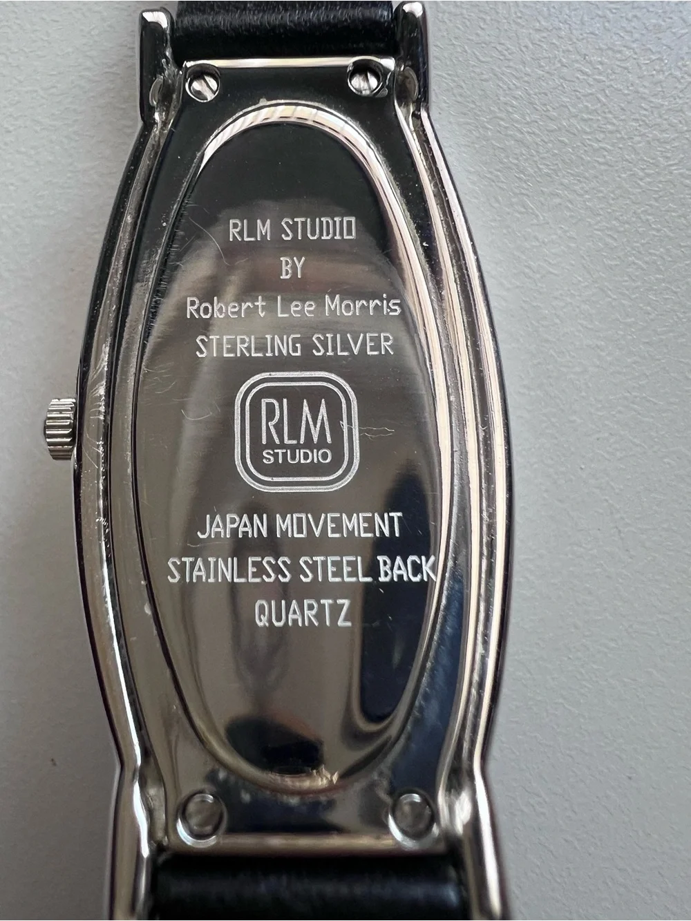 RLM Robert Lee Morris Sterling Silver Modernist Oval Watch Leather Band